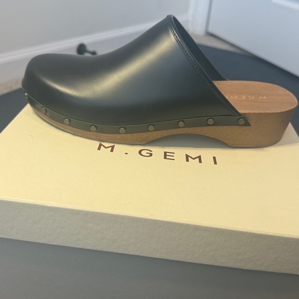 M. Gemi Black Studded Leather Sandals NEW